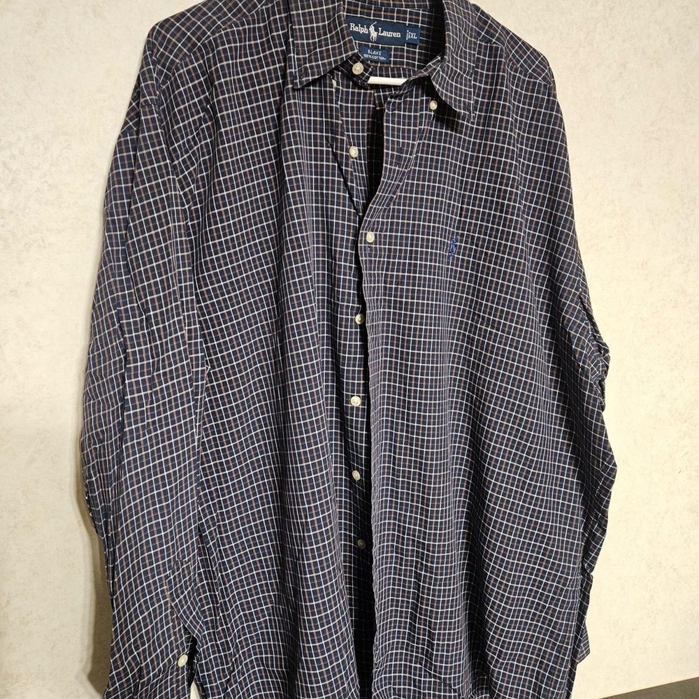 Ralph Lauren Men's Navy Plaid‎ Button-Down Shirt